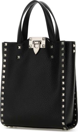 Valentino Garavani Mens Black Leather Rockstud Handbag Nero Borse A Mano Bag