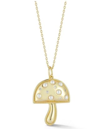 Sphera Milano 14K Over Silver 3Mm Pearl Cz Necklace