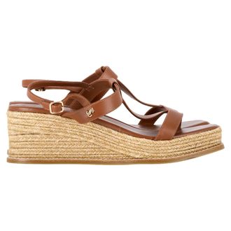 Jimmy Choo London Jimmy Choo Theia 60 Espadrille Wedge Sandalen in Bruin Kalfsleer