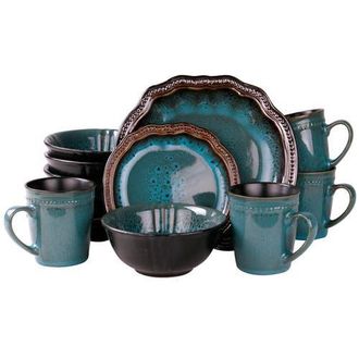 Elama Mystic Waves 16 Piece Dinnerware Set in Red at Nordstrom