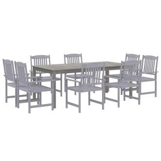 Berkfield Home Beautiful 9 Piece Garden Dining Set Solid Wood Acacia Grey