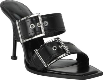 Alexander McQueen Alexander Mcqueen Double Buckle Punk Leather Mule