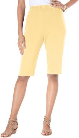 Roaman's Plus Size Soft Knit Pull On Bermuda Short in Banana at Nordstrom, Size Small