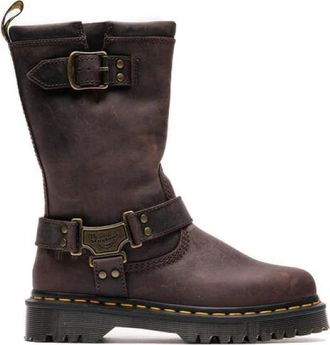 Dr. Martens Anistone Hi Leather Biker Boots - Dames - Hoge Laarzen - Bruin - 38 EU - Leer - Schoenen