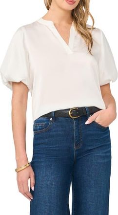 Vince Camuto Puff Sleeve Satin Top in New Ivory at Nordstrom, Size Xx-Large