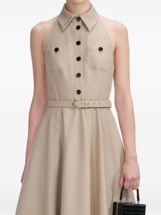 Self Portrait Mini-jurk met kraag en ceintuur - Beige