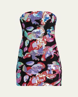 16Arlington Stell Sequined Floral Mini Dress