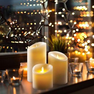 OEM Velas Led, Un Juego De 3 Velas Decorativas (10 Cm, 12,8 Cm, 15,2 Cm), Velas Sin Llama Con Mando A Distancia De 10 Botones. Llama Led Parpadeante, Hech