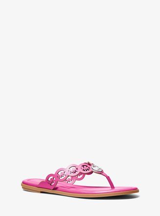 Michael Kors Janie Perforated Logo Leather Sandal