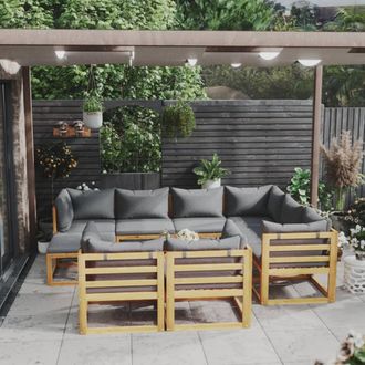 vidaXL Muebles De Jard&iacute;n 10 Pzas Cojines Madera Maciza De Acacia Vidaxl