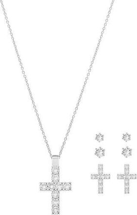 Danecraft Cross Pendant & Earrings Set in Silver at Nordstrom Rack