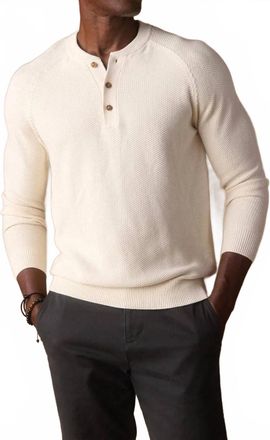 The Normal Brand Coolmax Textured Henley Sweater In Ivory