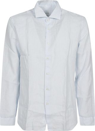 Xacus Long-Sleeve Linen Shirt With Button-Down Front And Pointed Collar