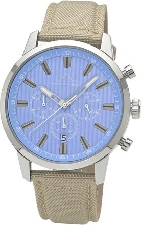 Porsamo Bleu Ryder Chronograph Canvas Silver Tone Beige and Turquoise Mens Watch 1521FRYF