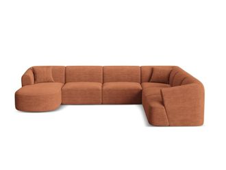 Cosmopolitan Design Sof&aacute; esquinero modular panor&aacute;mico derecho 7 plazas pana terracota