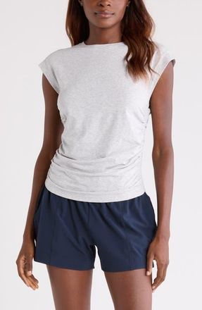 Zella Breezy Ruched Top in Grey Light Heather at Nordstrom, Size X-Small