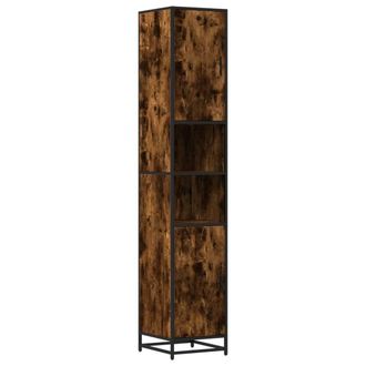 Berkfield Home Bathroom Cabinet Smoked Oak 35x37.5x188.5 cm Engineered Wood & Metal in Brown