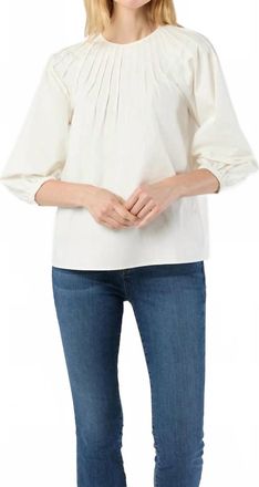 Ann Mashburn Thea Pintuck Top In Off-White Paperweight Stretch Poplin