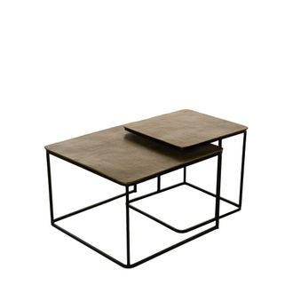 Koketto Home Set 2 mesas cuadradas aluminio dorado