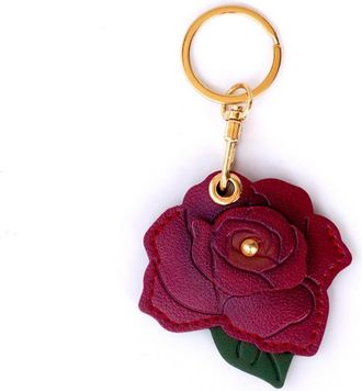 Generic Retro Creative Bag Hanging Decoration Multipurpose Lightweight Rose Flower Keychain Pendant Elegant Backpack Pendant(Red)