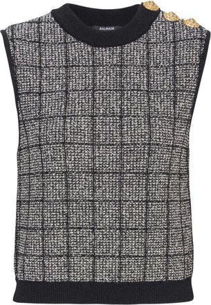 Balmain Sleeveless Jumpers, female, Black, S, Balmain Top Black