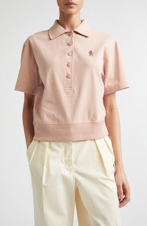 Moncler Reflective Logo Patch Polo in Misty Rose at Nordstrom, Size Xx-Small