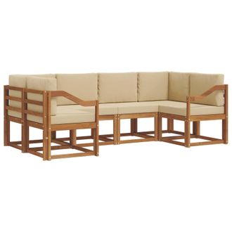 vidaXL Conjunto De Sof&aacute;s De Exterior Con Coj&iacute;n 6 Pcs Natural Y Beige Vidaxl