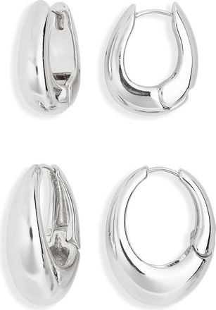 Leith 2-Pack Assorted Puffy Oval Earrings in Silver at Nordstrom Rack