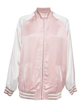 Saint Laurent satin bomber jacket - women - Cupro/Viscose - M - Pink