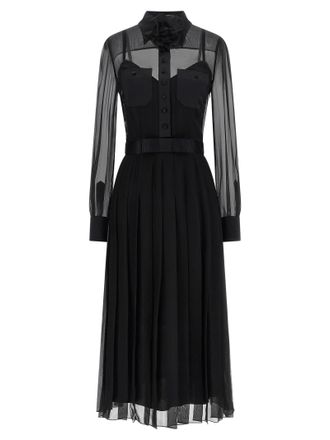 Dolce & Gabbana Black Silk Midi Womens Dress