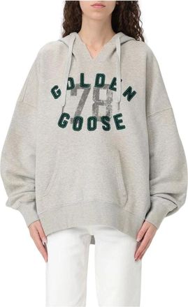 Golden Goose Hoodies & sweatvesten, Dames, Grijs, L, Katoen, Grafische hoodie voor vrouwen