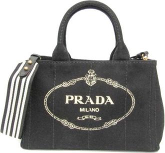 Prada Pre-owned Tote Bags, female, Black, Size: ONE SIZE Pre-owned Denim prada-bags