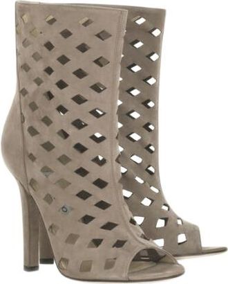 Jimmy Choo London Grey Suede Reese Cut-Out Booties Size 40