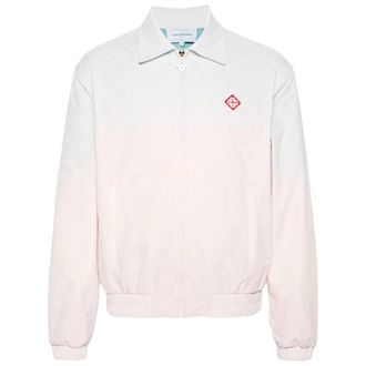 Casablanca Mens Monogram Perforated Laser Cut Gradient White Jacket - Size Large