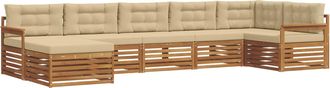vidaXL Conjunto De Sof&aacute;s De Exterior 7 Uds. Natural Y Beige Vidaxl