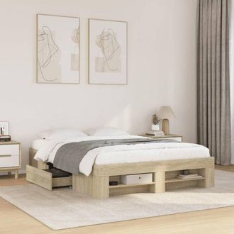 vidaXL Estructura De Cama Madera De Ingenier&iacute;a Roble Sonoma 135x190 Cm Vidaxl