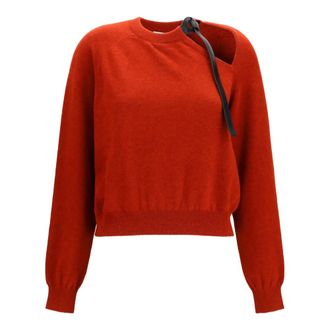Ferragamo Maglione Girocollo con Dettaglio Cut-Out - - Knitwear - Donna - Rosso - S