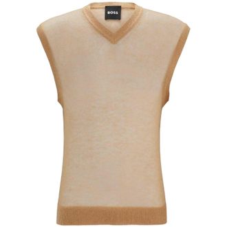 HUGO BOSS Mens Lucid Sweater Vest (Medium Beige) - Orange - Size Large