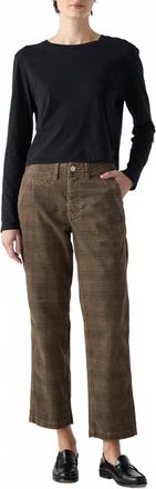 Amo Lillian Plaid Corduroy Pants In Dark Sand