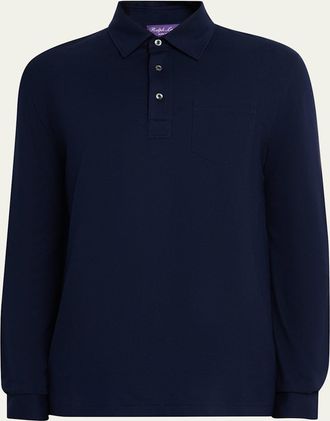 Ralph Lauren Purple Label Mens Cotton and Cashmere Long-Sleeve Polo Shirt
