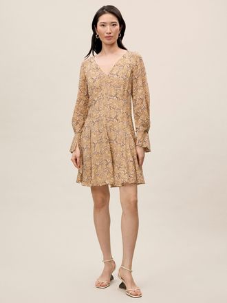 Rebecca Taylor Silk Burnout Check Godet Dress