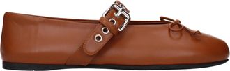 Miu Miu Ballerine Dames Leer Bruin/Cognac