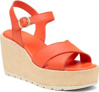 Sorel Womens Sunpeak Wedge Ankle Strap Sandals In Crimson Fire, Chalk