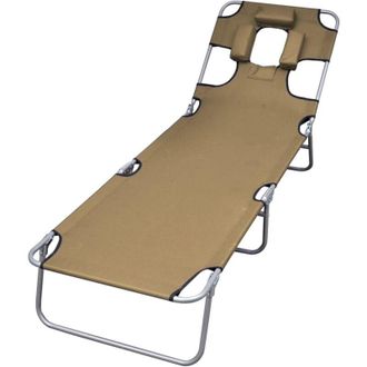 vidaXL Vidaxl - Lettino Pieghevole e Cuscino Schienale Regolabile Grigio Talpa