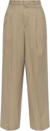 Ami Wool Wide-Leg Pants - Dames - Wijde Broeken - Beige - M - Katoen - Broeken