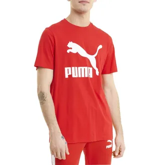 Puma Mens Classics Tee T-Shirt, Logo/High Risk Red, XL