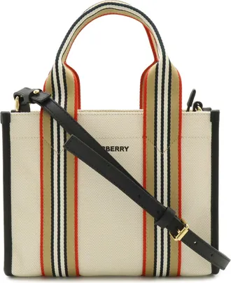 Burberry Beige Multi-Color Canvas Leather Shoulder Bag Tote Bag