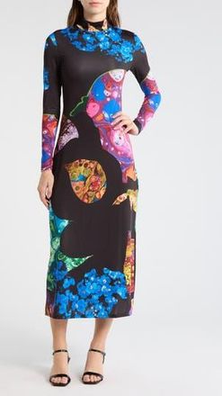 Desigual Abstract Print Long Sleeve Dress in Black at Nordstrom Rack, Size Small