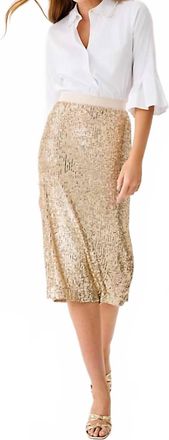 Lilly Pulitzer Kendrick Midi Skirt In Gold Metallic Treasure Box Sequin Knit