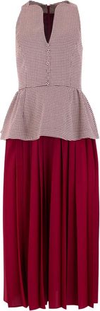 Rosie Assoulin Peplum midi-jurk met pied-de-poule print - Rood